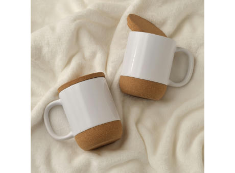 Ebro Keramik Tasse mit Kork,410 ml. Für Sublimationsdruck geeignet