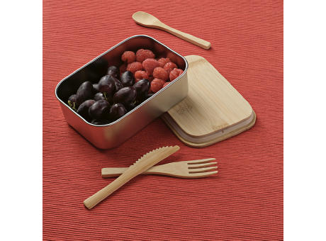 Warhol Lunchbox recy.Edelstahl, 740 ml, mit integriertem Besteck