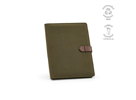 Eliot A4-Mappe aus recyc.Baumwolle. Notizblock mit 64-seitigem FSC®