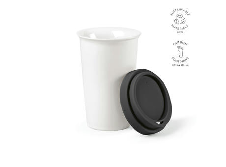 Tagus Reisebecher aus Keramik, 330 ml. Doppelwandig mit farbigem Deckel