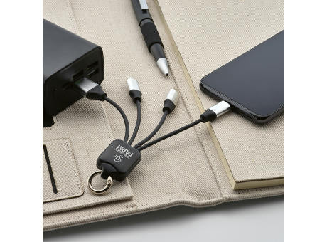 Sagan 4-in-1 Kabel aus rTPR. Mit hinterleuchtetem Logo und Aufhängeöse