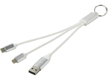 Metal 4-in-1 Ladekabel aus recyceltem Aluminium mit Schlüsselanhänger