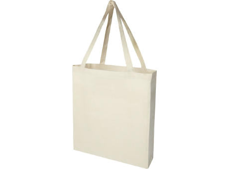 Madras 140 g/m² Baumwoll Tragetasche mit Seitenfalten aus GRS recycelter Baumwolle 12L