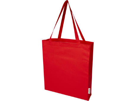 Madras 140 g/m² Baumwoll Tragetasche mit Seitenfalten aus GRS recycelter Baumwolle 12L