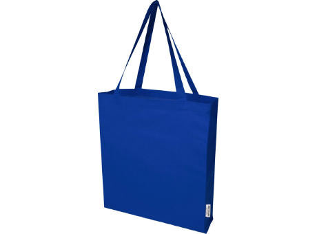 Madras 140 g/m² Baumwoll Tragetasche mit Seitenfalten aus GRS recycelter Baumwolle 12L
