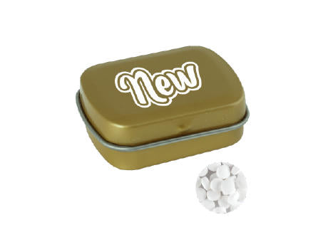 Kleine Dose mit ca. 10 g extra starken, zuckerfreien Dreiecks-Minzbonbons