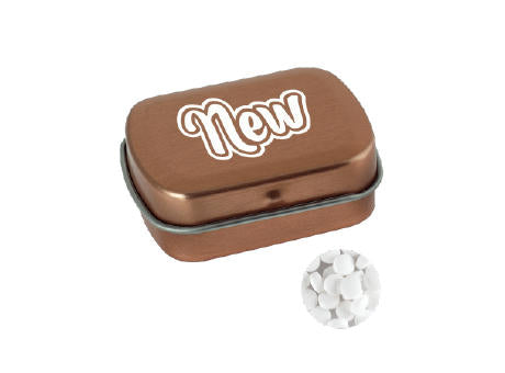 Kleine Dose mit ca. 10 g extra starken, zuckerfreien Dreiecks-Minzbonbons