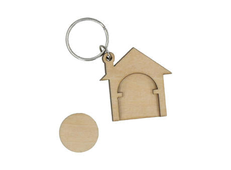 Holzchip-Schlüsselanhänger "House"