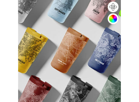 Thermosbecher / Kaffeetasse x Deine Stadt - Weiß - 500 ml
