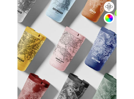 Thermosbecher / Kaffeetasse x Deine Stadt - Weiß - 500 ml