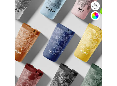 Thermosbecher / Kaffeetasse x Deine Stadt - Weiß - 500 ml