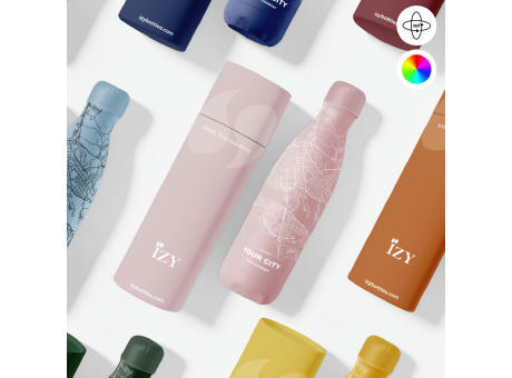 Trinkflasche / Thermos Flasche x Deine Stadt - Rosa - 500 ml