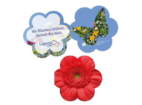 Samenpapier in Klappkärtchen Blume - Bienchen