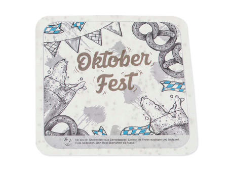 Samenpapier Bierdeckel - eckig, Druck 4/0-c