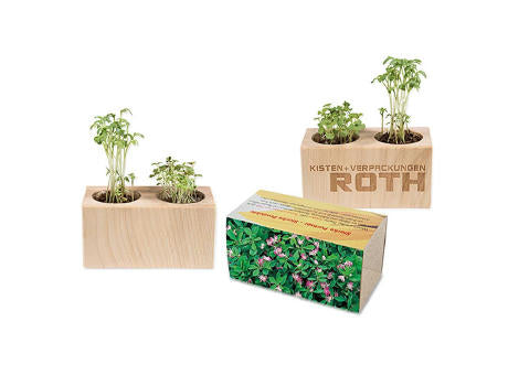 Pflanz-Holz 2er Set mit Samen - Basilikum