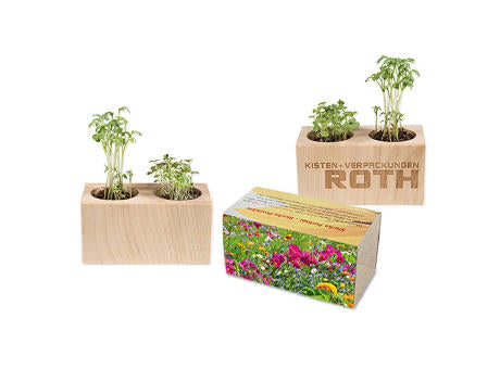 Pflanz-Holz 2er Set mit Samen - Basilikum
