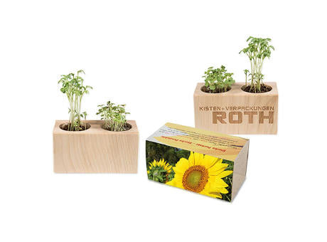 Pflanz-Holz 2er Set mit Samen - Basilikum