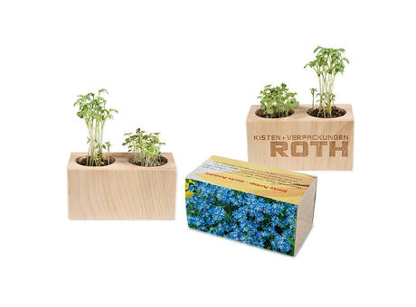Pflanz-Holz 2er Set mit Samen - Basilikum
