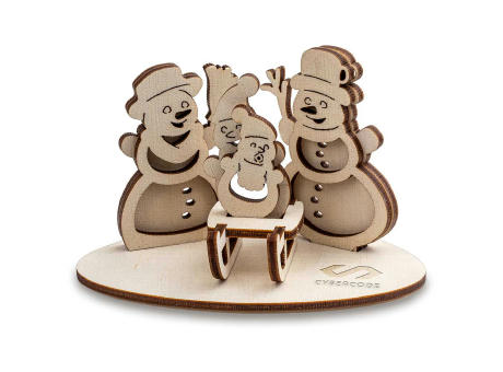 3D Holzpuzzle-Karte - Schneemann-Familie