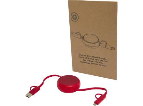 Alasia 100 cm 5-in-1 Kabel aus recyceltem Kunststoff und Aluminium, einziehbar, für Datenübertragung und mit 45W Schnellladun