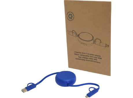 Alasia 100 cm 5-in-1 Kabel aus recyceltem Kunststoff und Aluminium, einziehbar, für Datenübertragung und mit 45W Schnellladun