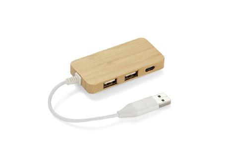 Bambus-Splitter USB HUB mit austauschbarem Stecker - RIVO