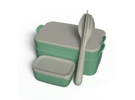KOZIOL STAKK BENTOBOX READY Bentobox 2l+Liquidsafe Box+Besteckset