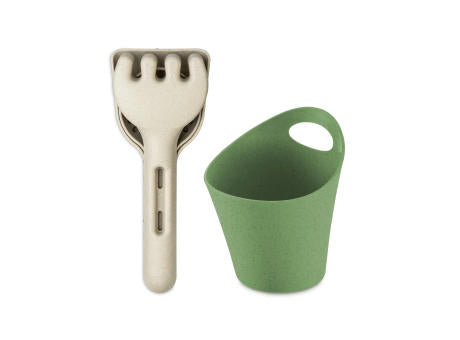 KOZIOL KLIKK SAND READY BEACH Sandwerkzeug Set 3-teilig+Utensilo 300ml