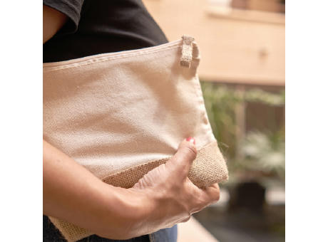 KOSMETIKTASCHE AUS BAUMWOLLE/JUTE SIERRA S/EINHEITSGRÖSSE GREIGE