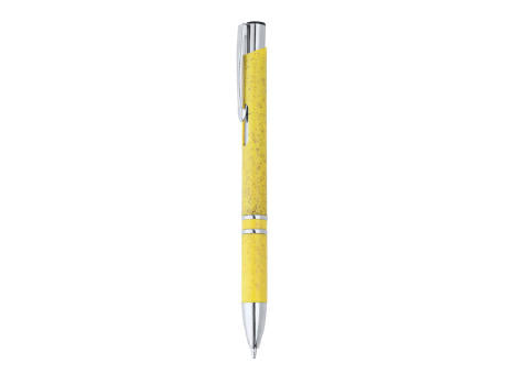 KUGELSCHREIBER AUS METALL/WEIZEN HAYEDO S/BLAUE TINTE YELLOW