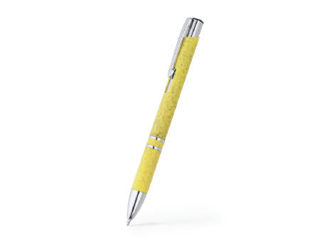 KUGELSCHREIBER AUS METALL/WEIZEN HAYEDO S/BLAUE TINTE YELLOW