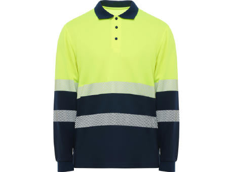 HOCHSICHTBARES LANGÄRMLIGES POLOSHIRT VEGA S/S NAVY BLUE/FLUOR YELLOW
