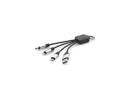 Sagan 4-in-1 Kabel aus rTPR. Mit hinterleuchtetem Logo und Aufhängeöse