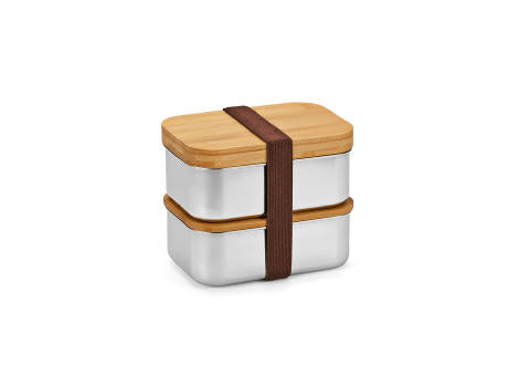 Vermeer Lunchbox, rec.Edelstahl, 1480 ml, mit Bambusdeckel und integriertem Besteck