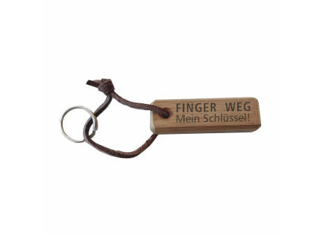 Schlüsselanhänger mit Lederband "Finger Weg"
