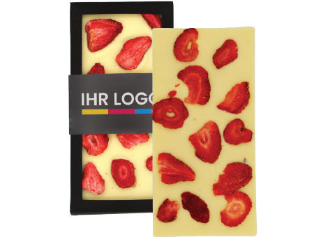 Schokoladentafel Weiß mit Erdbeeren