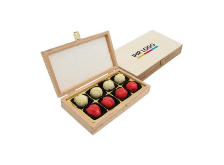 Pralinenbox Holz 8er bedruckter Deckel