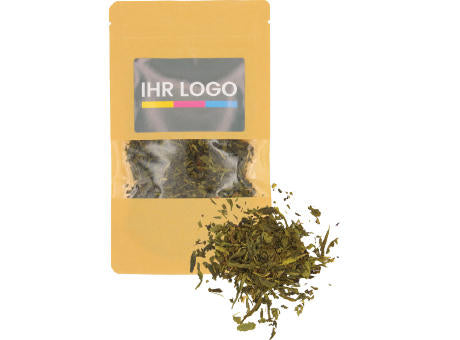 Grüner Tee verpackt im Doypack Beutel groß Natur