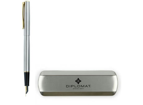 DIPLOMAT TRAVELLER Edelstahl Gold Füllfederhalter