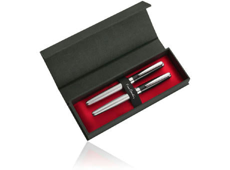 PIERRE CARDIN CHRISTOPHE Schwarz-Chrome Rollerball und Füllfederhalter