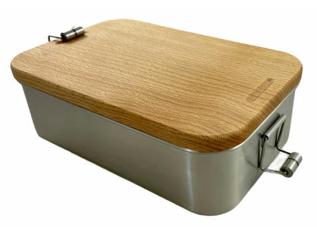 Edelstahl Lunchbox mit Buchenholzdeckel