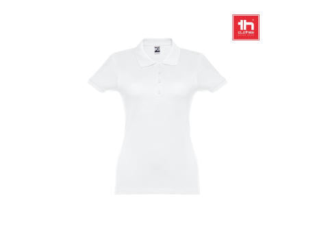 THC EVE WH. Kurzarm-Poloshirt mit Gürtel für Damen aus kardierter Baumwolle