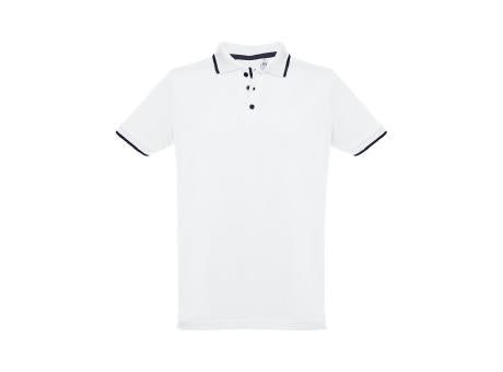 THC ROME WH. Zweifarbiges Baumwoll-Poloshirt für Männer. Weiße Farbe