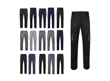 VL HYPNOS. Zweifarbige Twill-Hose mit mehreren Taschen (200 g/m²), aus Baumwolle (35 %) und Polyester (65 %)