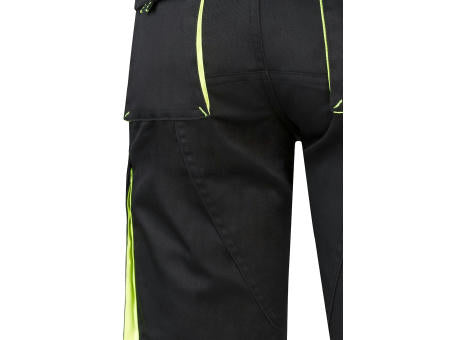 VL HEMERA. Zweifarbige Stretch-Bermudashorts mit mehreren Taschen (240 g/m²) aus Baumwolle (46 %), EME (38 %) und Polyester (16 %)