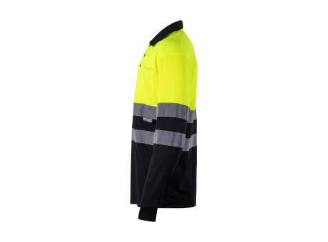 VL VULCAN LARGE. Zweifarbiges Poloshirt im Bird-Eye-Design (160g/m²) mit langen Ärmeln, aus Polyester (100%)