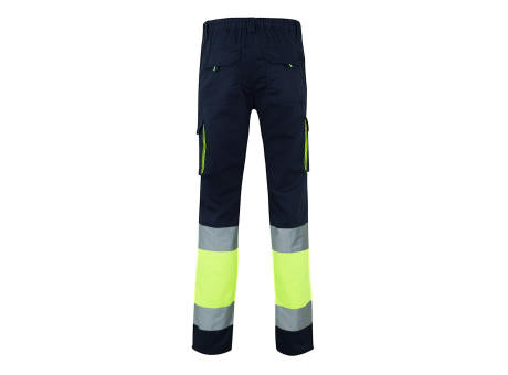 VL ZEUS. Zweifarbige Stretch-Hose mit mehreren Taschen (240 g/m²), aus Baumwolle (46 %), EME (38 %) und Polyester (16 %)