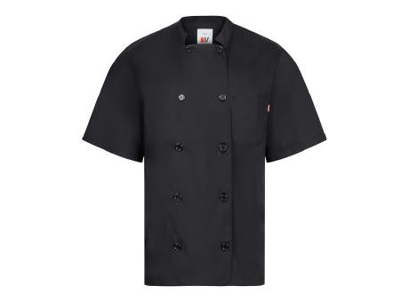 VL DURGA. Kurzärmelige Kochjacke aus Popeline (110 g/m²) aus Baumwolle (35 %) und Polyester (65 %)
