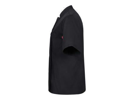 VL DURGA. Kurzärmelige Kochjacke aus Popeline (110 g/m²) aus Baumwolle (35 %) und Polyester (65 %)