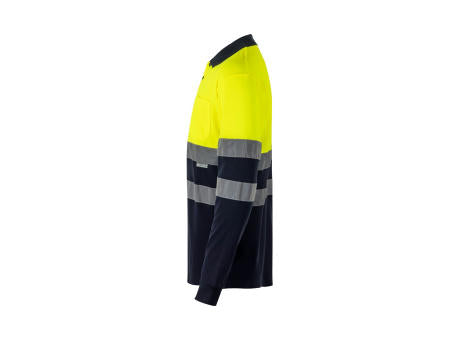 VL PLUTO. Zweifarbiges Piqué-Poloshirt (150g/m²) mit langen Ärmeln, aus Baumwolle (55%) und Polyester (45%)